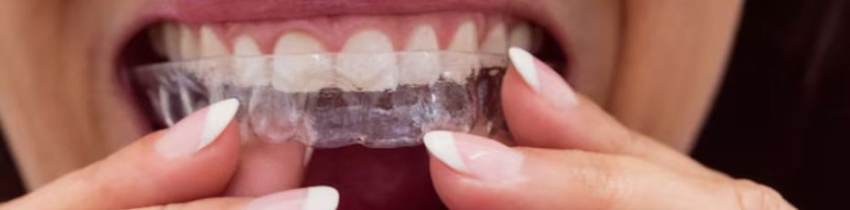 lady putting mouth guards